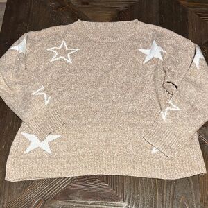 Chic Beige Star Pattern Sweater